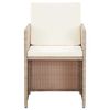 vidaXL 17-tlg. Garten-Essgruppe mit Auflagen Poly Rattan Beige