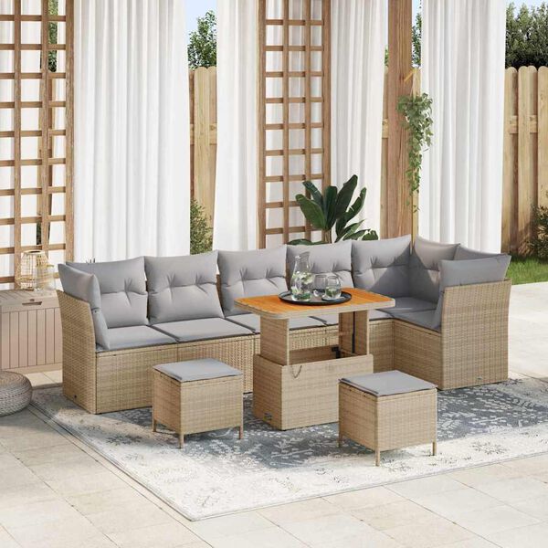 vidaXL Gartensofa-set 8 pcs Beige Poly-Rattan