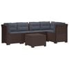 vidaXL 5-Sitzer Gartensofa mit Kissen Rattan-Look PP Braun