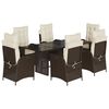 vidaXL 7-tlg. Garten-Essgruppe mit Kissen Braun Poly Rattan