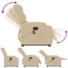 vidaXL Elektrischer Massagesessel mit Aufstehhilfe Creme Stoff