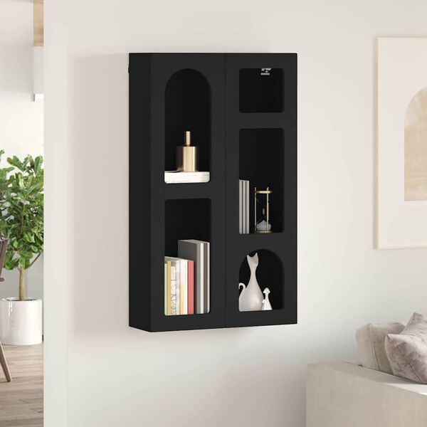 vidaXL H&auml;ngeschrank mit Regal Schwarz 59 x 20 x 100 cm Holzwerkstoff