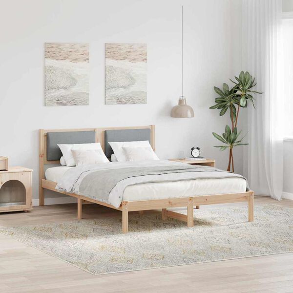 vidaXL Bettrahmen Hellgrau 140 x 200 cm Massives Kiefernholz