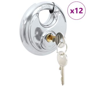 vidaXL Diskusschl&ouml;sser mit Schl&uuml;sseln 12 pcs Silber 9 x 2,8 x 9 cm