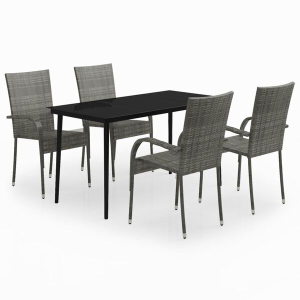 vidaXL 5-tlg. Garten-Essgruppe Grau und Schwarz