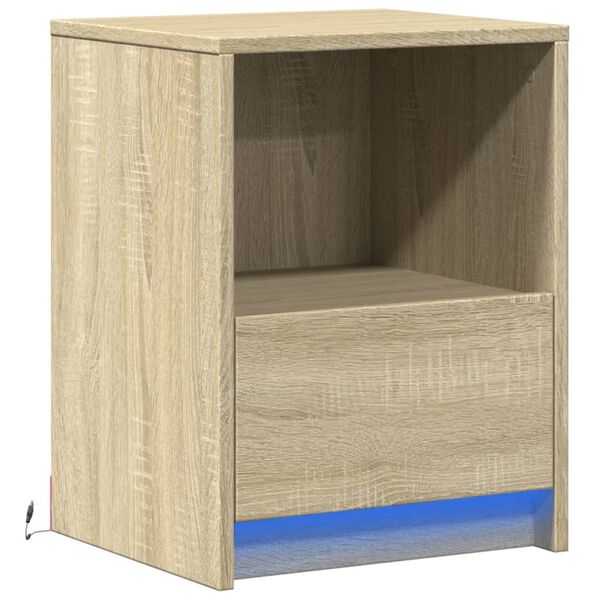 vidaXL Nachttisch mit LED-Leuchten Sonoma Eiche Holzwerkstoff