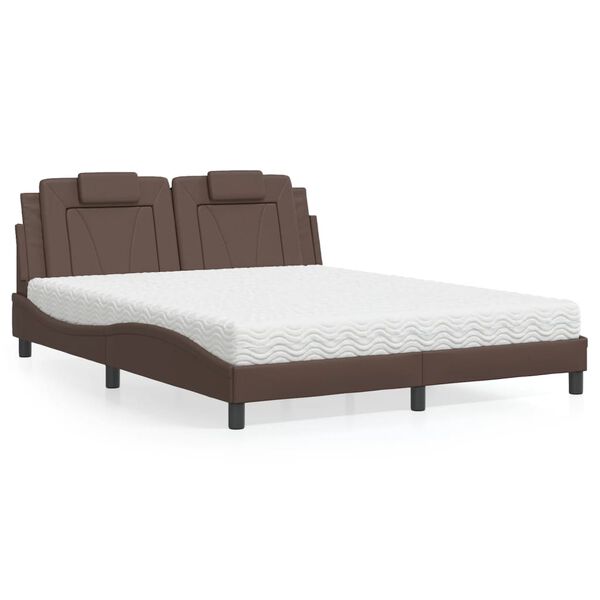 vidaXL Bett "Viana" mit Matratze Braun 160x200 cm Kunstleder
