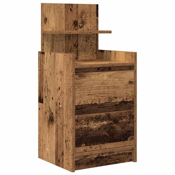 vidaXL Nachttisch mit 2 Schubladen Altholz-Optik 38x34x80 cm