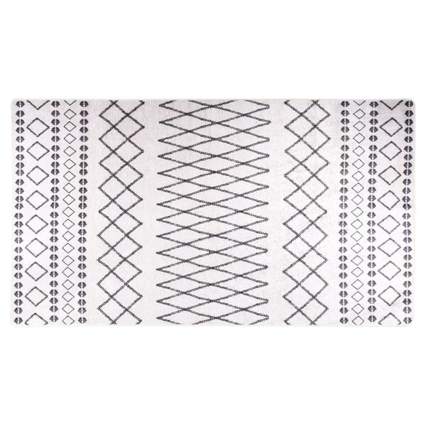 vidaXL Teppich Waschbar Schwarz und Wei&szlig; 190x300 cm Rutschfest