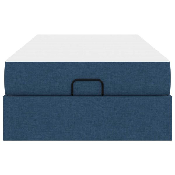 vidaXL Bettgestell mit Matratze mit Matratze 2 pcs Blau Stoff