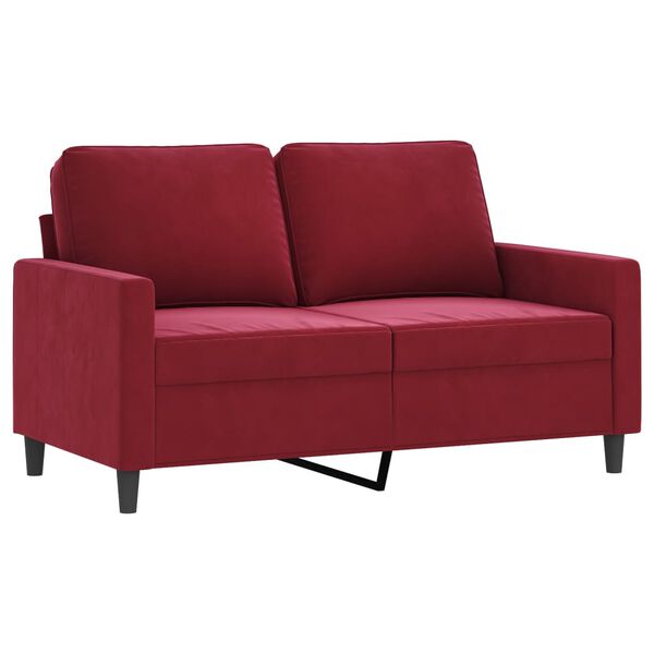 vidaXL 3-tlg. Sofagarnitur mit Kissen Weinrot Samt