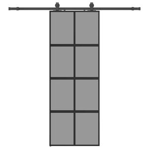 vidaXL Schiebet&uuml;r mit Beschlag Schwarz 76x205 cm Hartglas