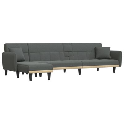 vidaXL Schlafsofa in L-Form Dunkelgrau 275x140x70 cm Stoff