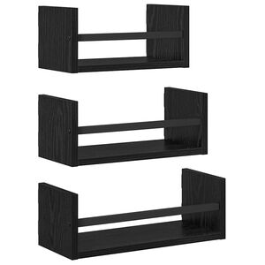 vidaXL Wandregal-Set 3 stk. Schwarz Eichen-Optik 40x16x14cm