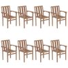 vidaXL Stapelbare Gartenst&uuml;hle mit Kissen 8 Stk. Massivholz Teak