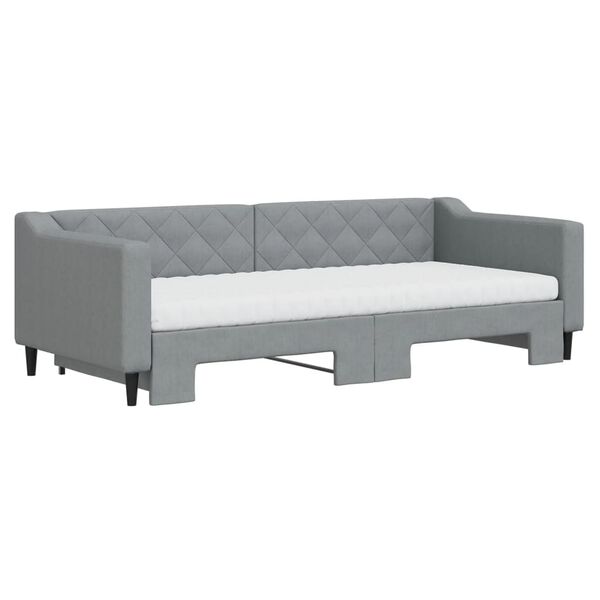 vidaXL Tagesbett Ausziehbar mit Matratze Hellgrau 90x200 cm Stoff