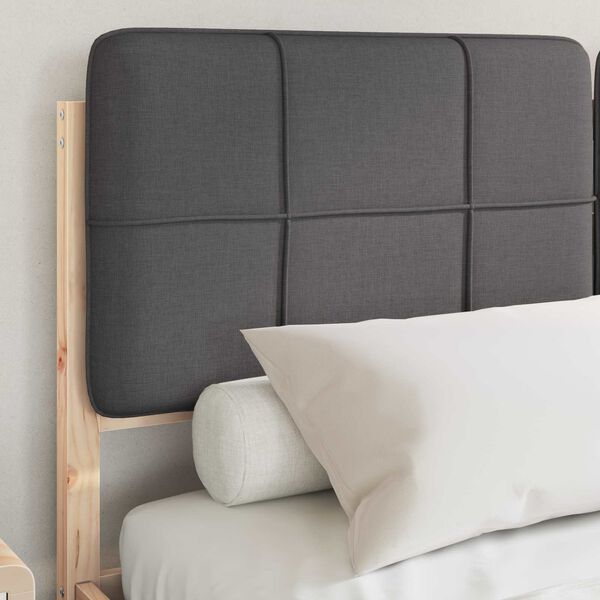 vidaXL Bettgestell mit gepolstertem Kopfteil Dunkelgrau 140 x 190 cm