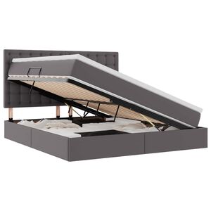 vidaXL Bett mit Stauraum und LED Grau 160 x 200 cm Kunstleder