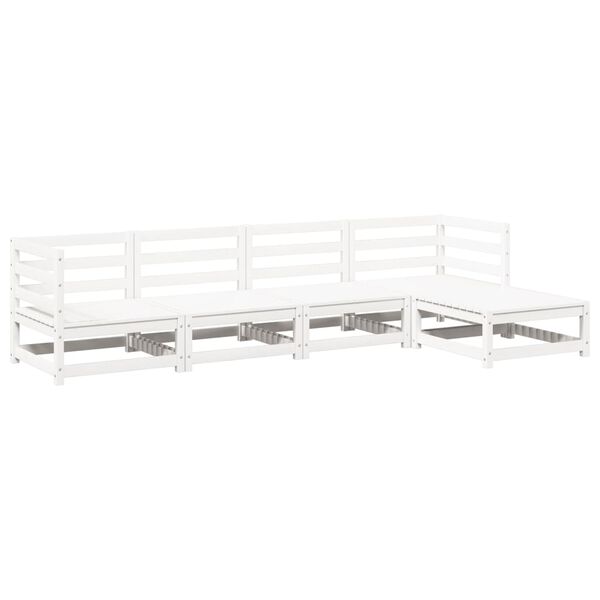 vidaXL 5-tlg. Garten-Sofagarnitur Wei&szlig; Massivholz Kiefer