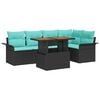 vidaXL Gartensofa-set 6 stk. Schwarz und Blau Poly-Rattan