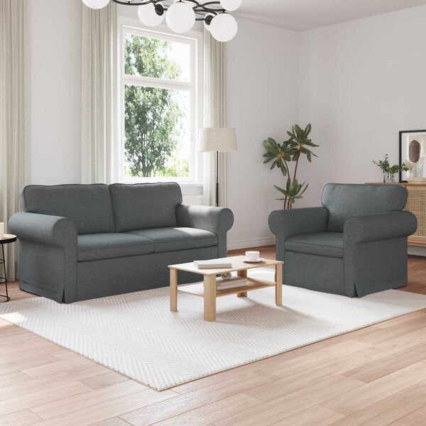 vidaXL Sofa 2 pcs Dunkelgrau