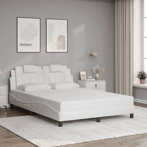 vidaXL Bettgestell "Viana" mit LED ohne Matratze Wei&szlig; 140x200 cm