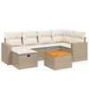 vidaXL 7-tlg. Garten-Sofagarnitur mit Kissen Beige Poly Rattan