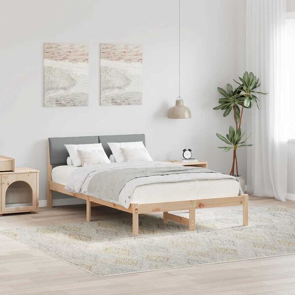 vidaXL Bettgestell Braun und hellgrau 120 x 200 cm Massivholz Kiefer