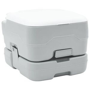 vidaXL Camping-Toilette Grau und Wei&szlig; 41,5 x 36,5 x 30 cm Polyethylen