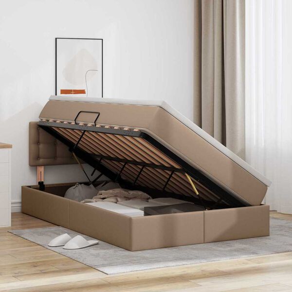 vidaXL Bett mit Stauraum und LED Cappuccino 120 x 190 cm Kunstleder