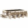 vidaXL 13-tlg. Garten-Essgruppe mit Kissen Beige Poly Rattan