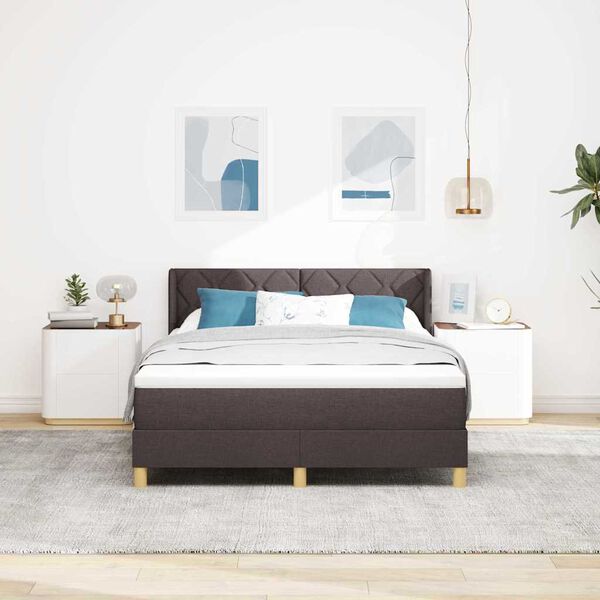 vidaXL Boxspringbett mit Matratze Dunkelbraun 200 x 160 cm Polyester