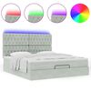 vidaXL Ottoman-Bett mit Matratzen & LEDs Hellgrau 180x200 cm Samt
