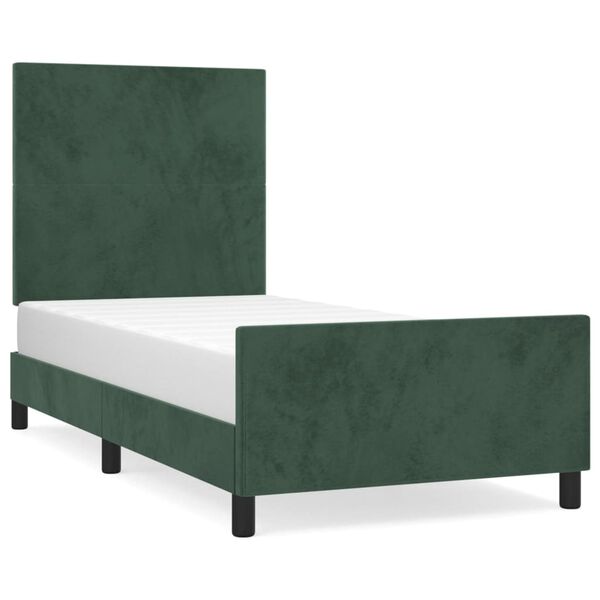 vidaXL Bettgestell ohne Matratze Dunkelgr&uuml;n 90x200 cm Samt