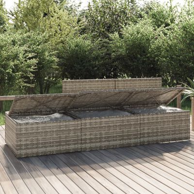 vidaXL 3-tlg. Garten-Lounge-Set mit Kissen Grau Poly Rattan