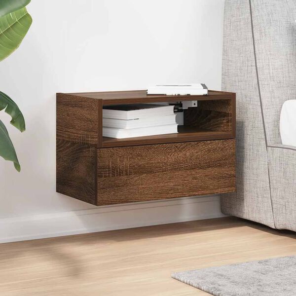vidaXL Wand-Nachttisch Braun Eichen-Optik 45x26x28,5 cm