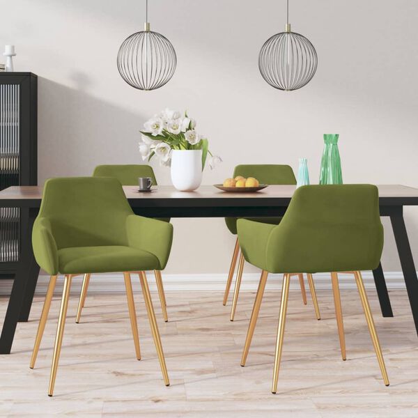 vidaXL Esszimmerst&uuml;hle 4 Stk. Hellgr&uuml;n Samt