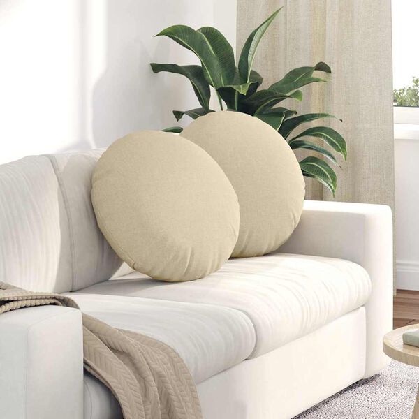 vidaXL Sitzkissen 2 pcs Creme &Oslash;50 x 19 cm Stoff