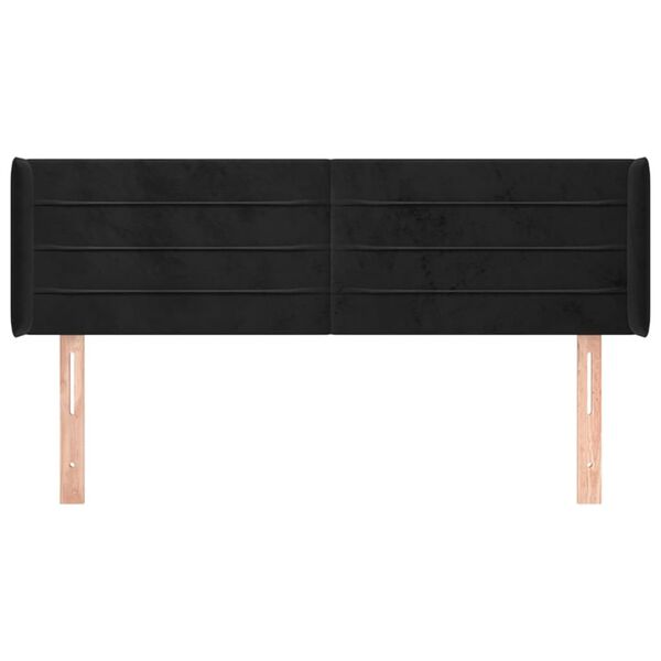 vidaXL Kopfteil mit Ohren Schwarz 147x16x78/88 cm Samt