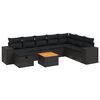 vidaXL 9-tlg. Garten-Sofagarnitur mit Kissen Schwarz Poly Rattan