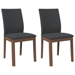 vidaXL Esszimmerst&uuml;hle mit Kissen 2 Stk. Braun Massivholz Gummibaum