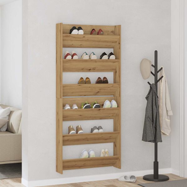 vidaXL Schuhschrank 2 pcs Artisan-Eiche 85 x 18 x 90 cm Holzwerkstoff