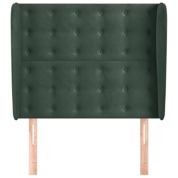 vidaXL Kopfteil mit Ohren Dunkelgr&uuml;n 103x23x118/128 cm Samt