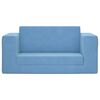 vidaXL Kinder-Schlafsofa 2-Sitzer Blau Weicher Pl&uuml;sch