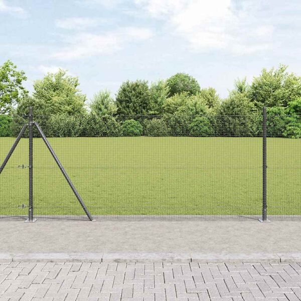 vidaXL Zaunpfosten Grau 100 x 1 m (16 x 16 mm Maschen) Stahl und PVC