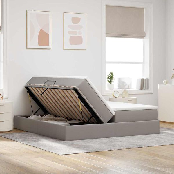 vidaXL Aufbewahrungsbett mit Matratze Taupe 180 x 200 cm Polyester