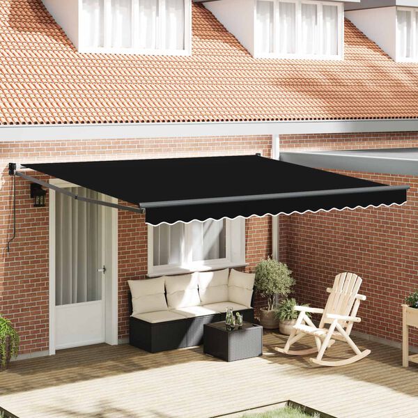 vidaXL Einziehbare Markise Schwarz 400 x 300 cm