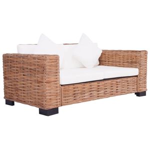 vidaXL 2-Sitzer Gartensofa Nat&uuml;rliches Rattan