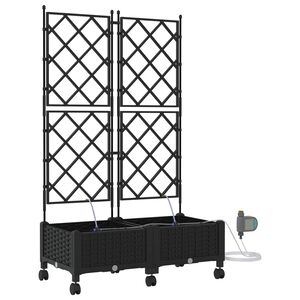 vidaXL Garten Blumenk&uuml;bel mit Bew&auml;sserung und R&auml;dern 2 Stk. Schwarz PP