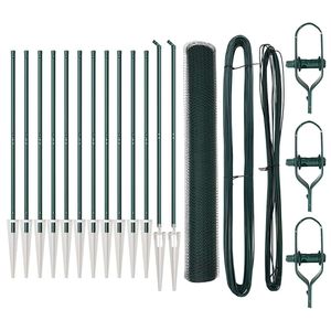 vidaXL Sechseckzaun mit Pfosten 25 x 1,2 m PVC-beschichteter Stahl